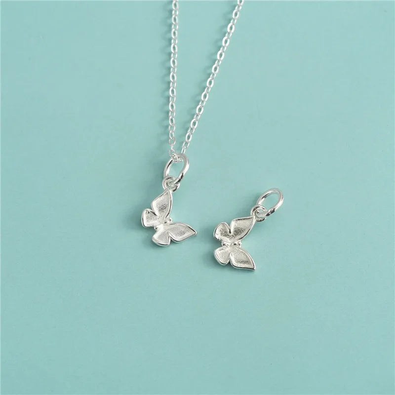 TrustDavis Real 925 Sterling Silver Fashion Sweet Butterfly Charm Pendant Handmade DIY Accessories Wholesale DZ1698