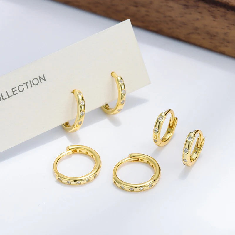 TrustDavis Real 925 Sterling Silver Women's Fashion Simple Zirconia Hoop Earrings for Women Girls Gift Fine Jewelry DS4711