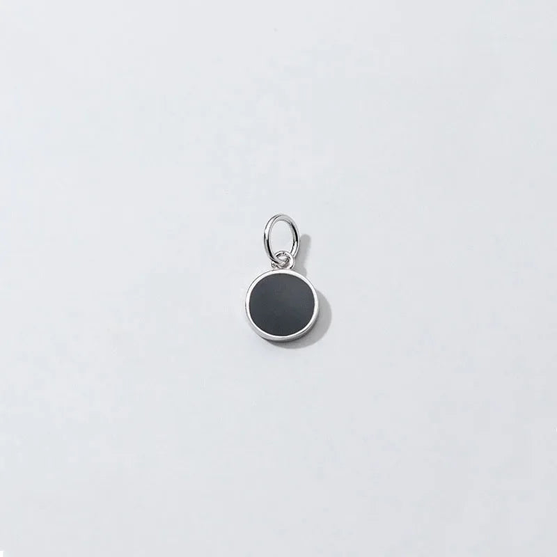 Black Glaze Round Charm Pendant DIY Accessories Jewelry HY105