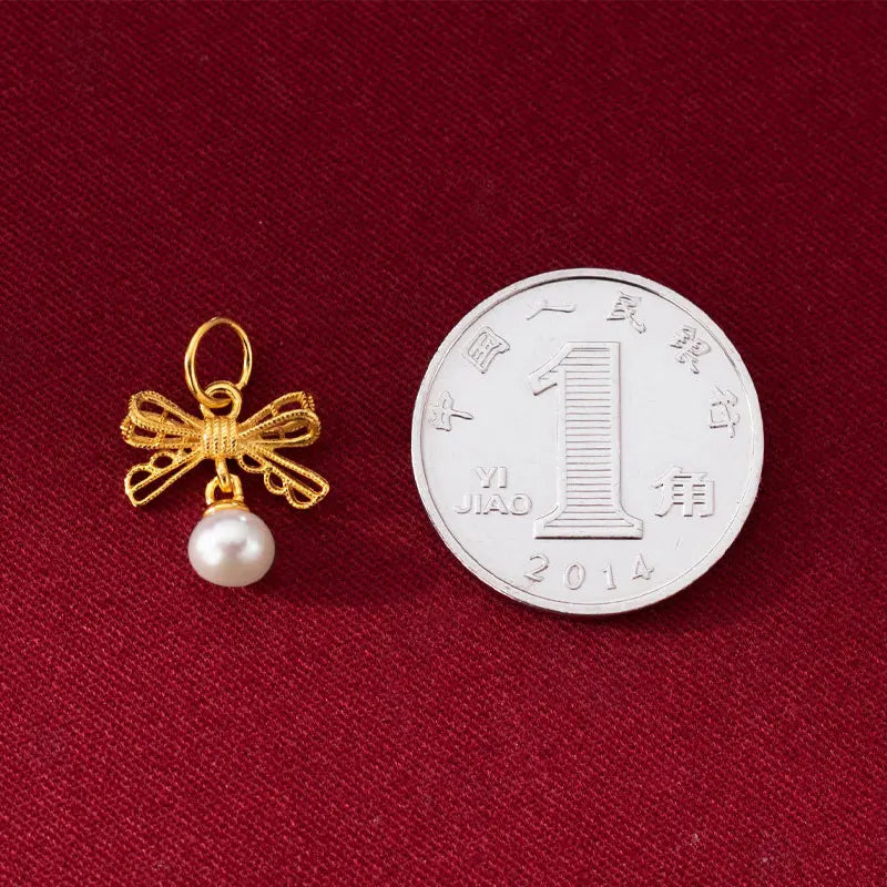 TrustDavis 925 Sterling Silver Fashion Romantic Cute Pearl Bow Pendant DIY Necklace Bracelet Accessories Fine Jewelry DZ1835