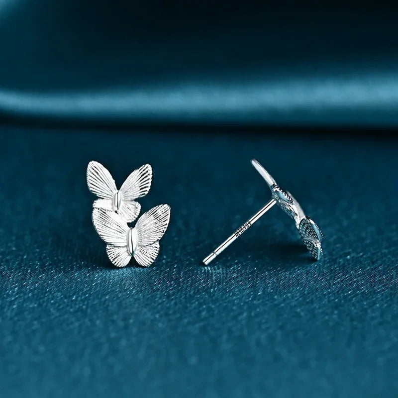 Trusta Genuine Fashion 925 Sterling Silver Fashion Butterfly Stud Earrings Party for Women Girl Wedding Jewelry Gift DS4017