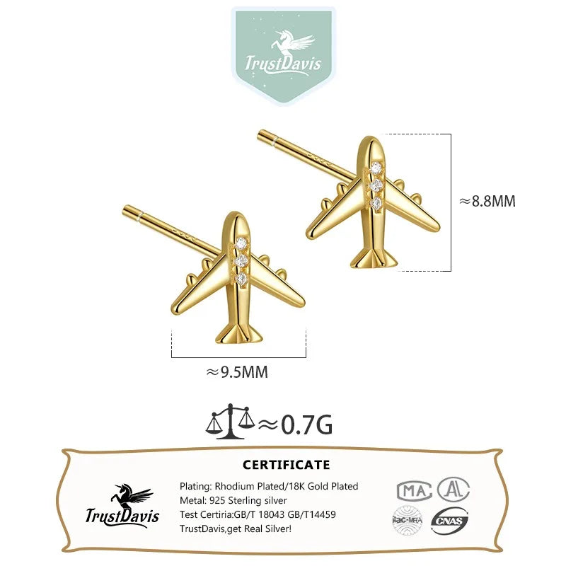 Fashion and Unique Zircon Airplane Earrings for Women DS4972