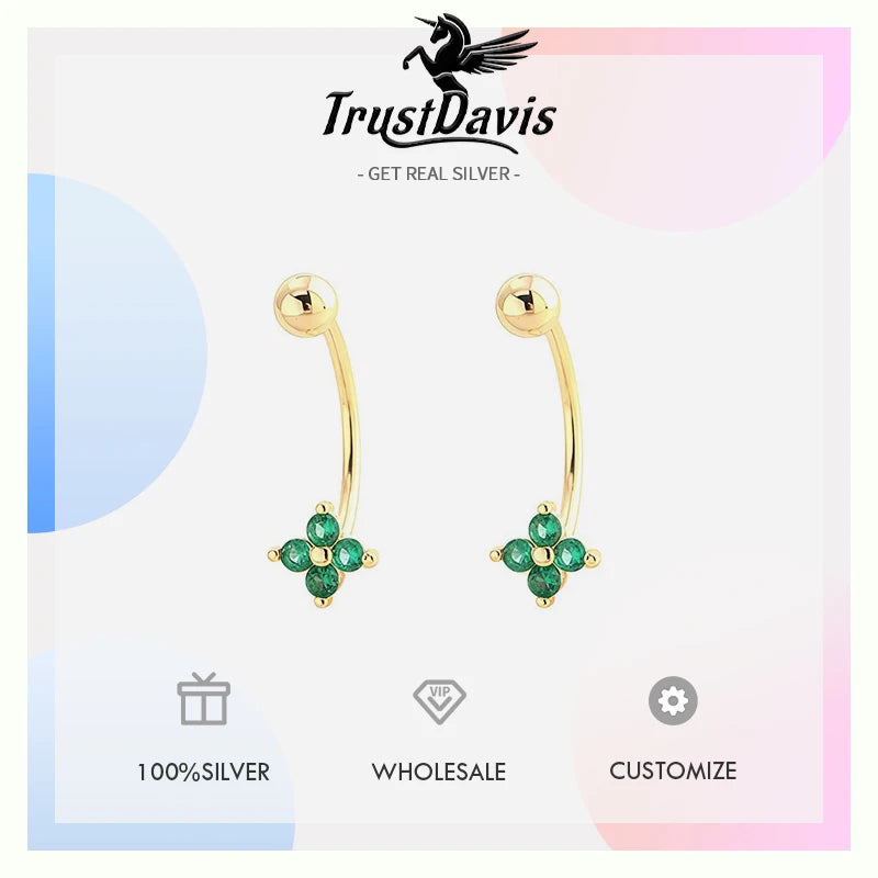 Four Leaf Clover Earring Multicolor Cubic Zircon Screw Earrings DS5006