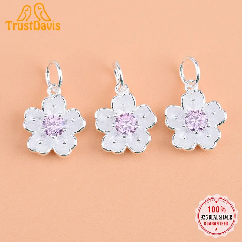 Flower Pink Charm Pendant Handmade DIY Accessories HY050