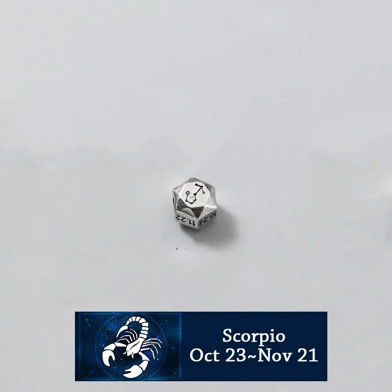 TrustDavis Real 925 Sterling Silver Beads Fashion 12 Constellation Charm Beads Fit Bracelet Necklace Accessories Jewelry HY886