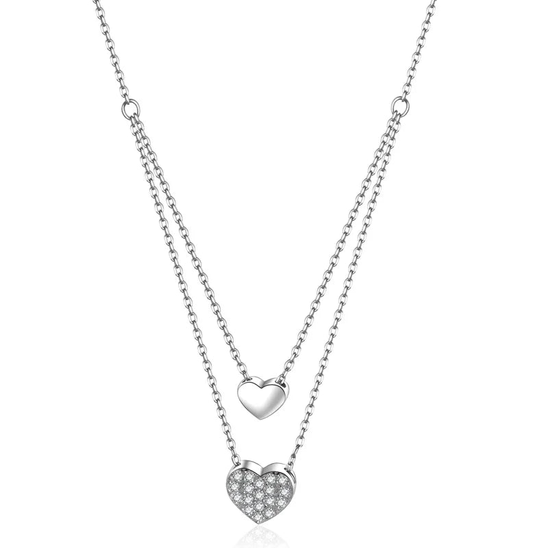 Double Heart Chain Necklace DB296