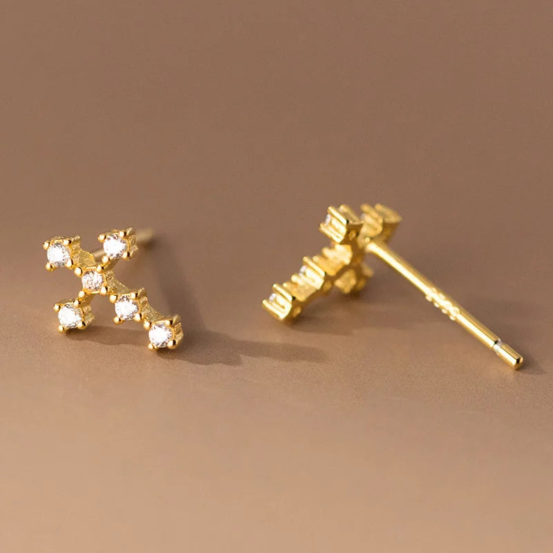 TrustDavis Elegant Real 925 Sterling Silver Stud Earring Cross CZ Birthday Gift for Men Mum Daughter Fine Jewelry Gift DS4057