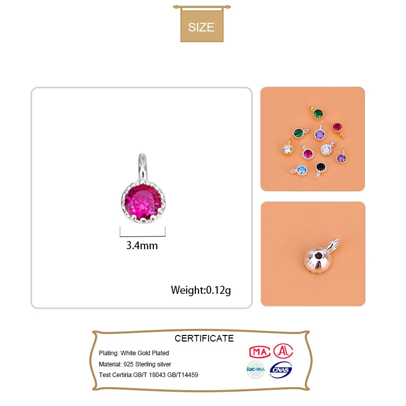 Round Colour Shiny Charm Pendant DIY Accessories Jewelry HY635
