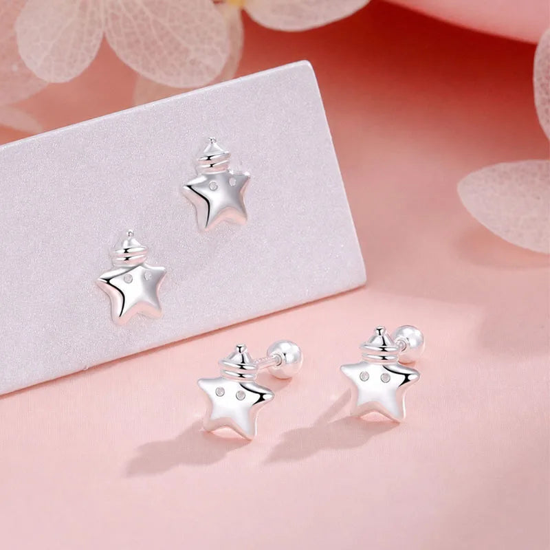 Star Sleeping Cap Silver Earrings DS4895