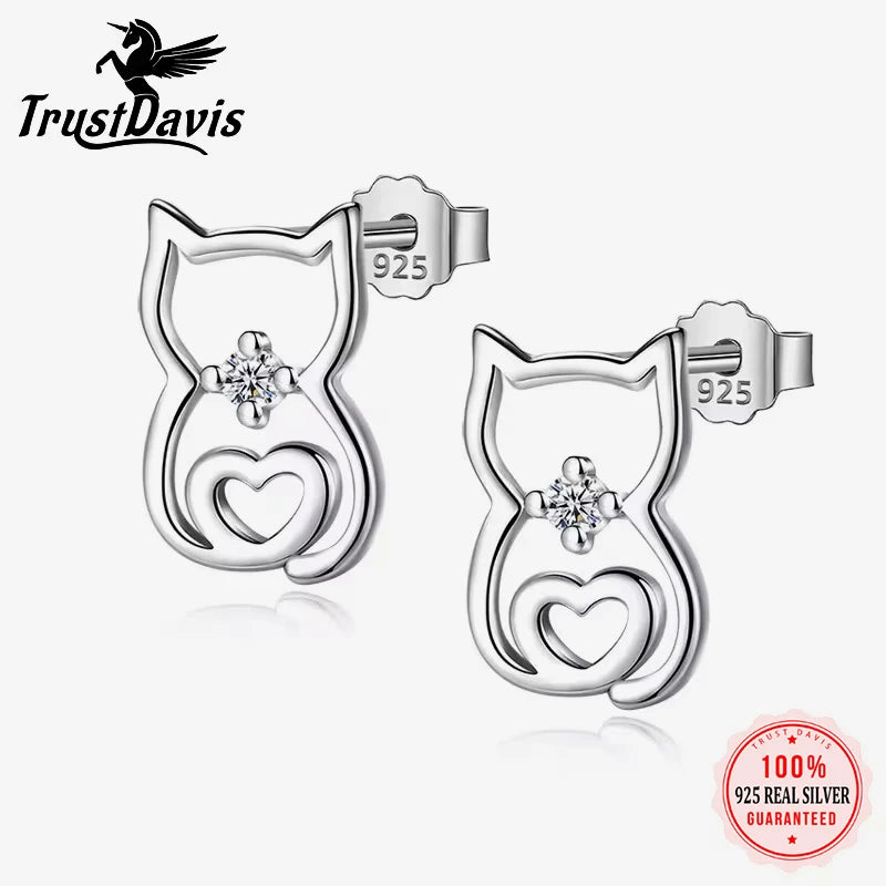 Cute Animal Hollow Cat Stud Earrings DA551