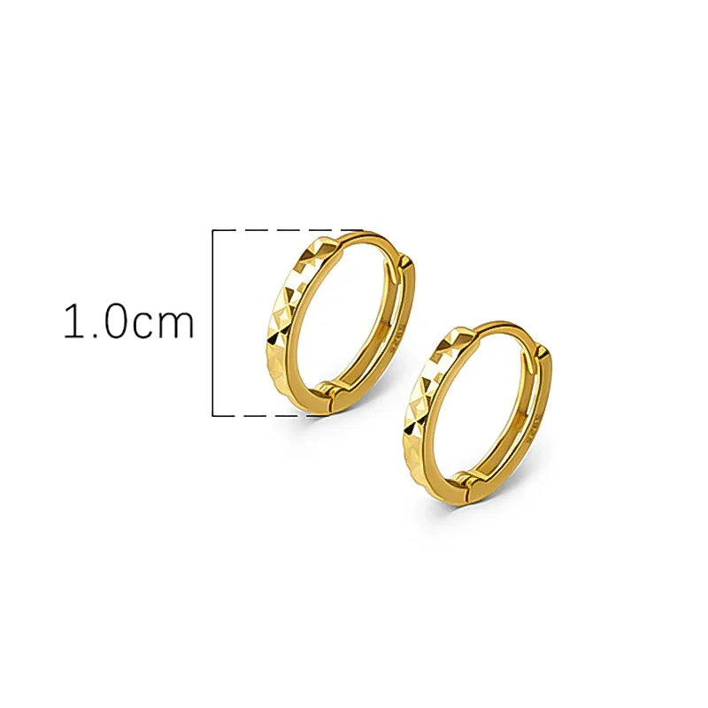 TrustDavis 925 Sterling Silver Minimalism Geometric Faceted Hoop Earring For Fashion Women Men Fashion Punk Fine Jewelry DA2679