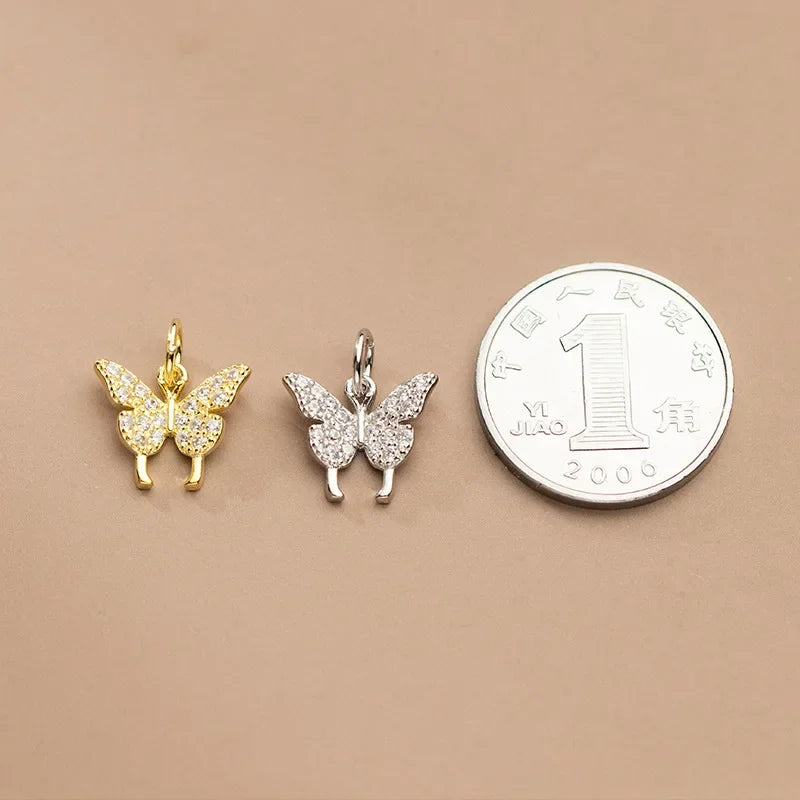 Butterfly Zircon Charm Pendant Handmade DIY Accessories Fine Jewelry HY301