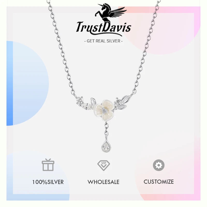 Gardenia Zircon Clavicle Necklace for Women DS4659