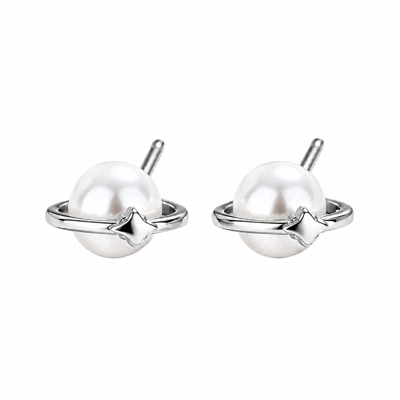 Pearl Earrings Dainty Planet Pearl Stud Earrings DS4997