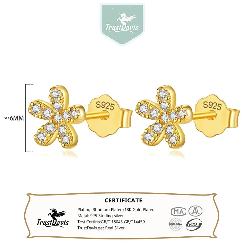 Sweet Flower CZ Stud Earrings DF189