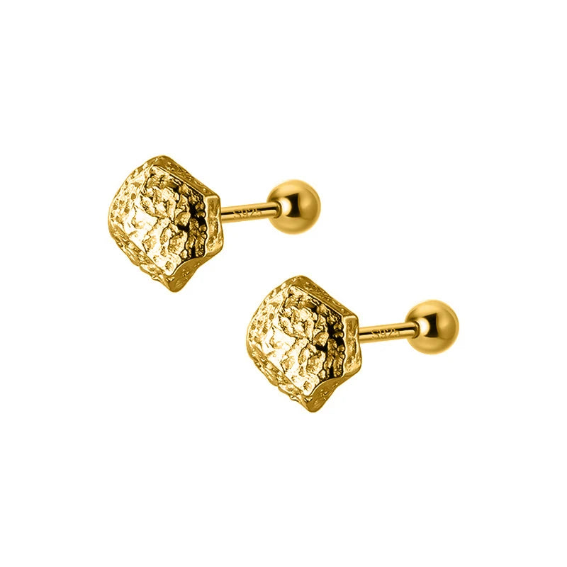 TrustDavis New 925 Sterling Silver Simple Irregular Geometry Stud Earrings for Women Fine Anniversary Gift DA3225