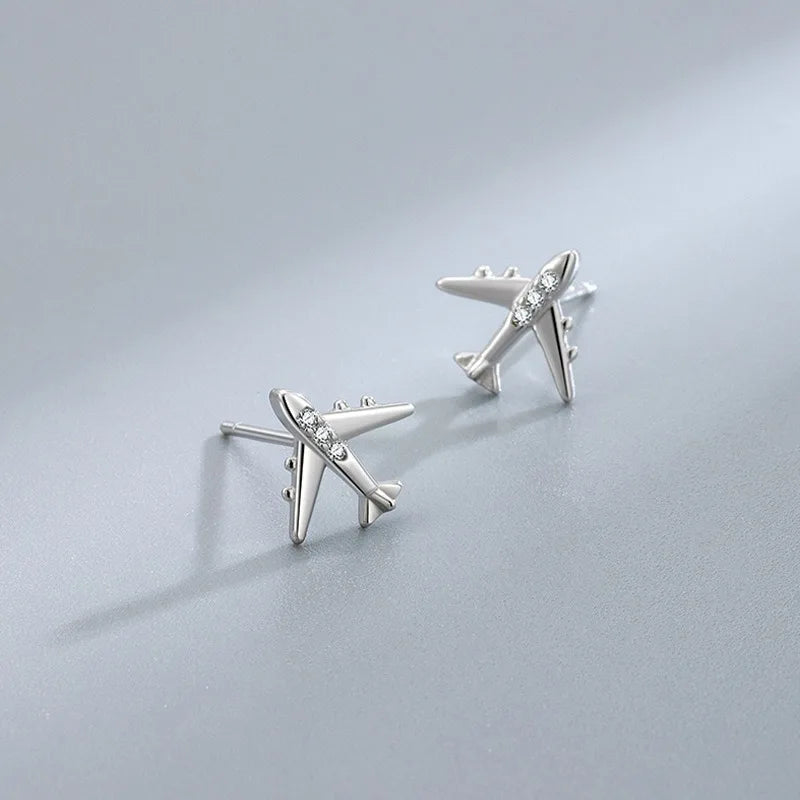 Fashion and Unique Zircon Airplane Earrings for Women DS4972