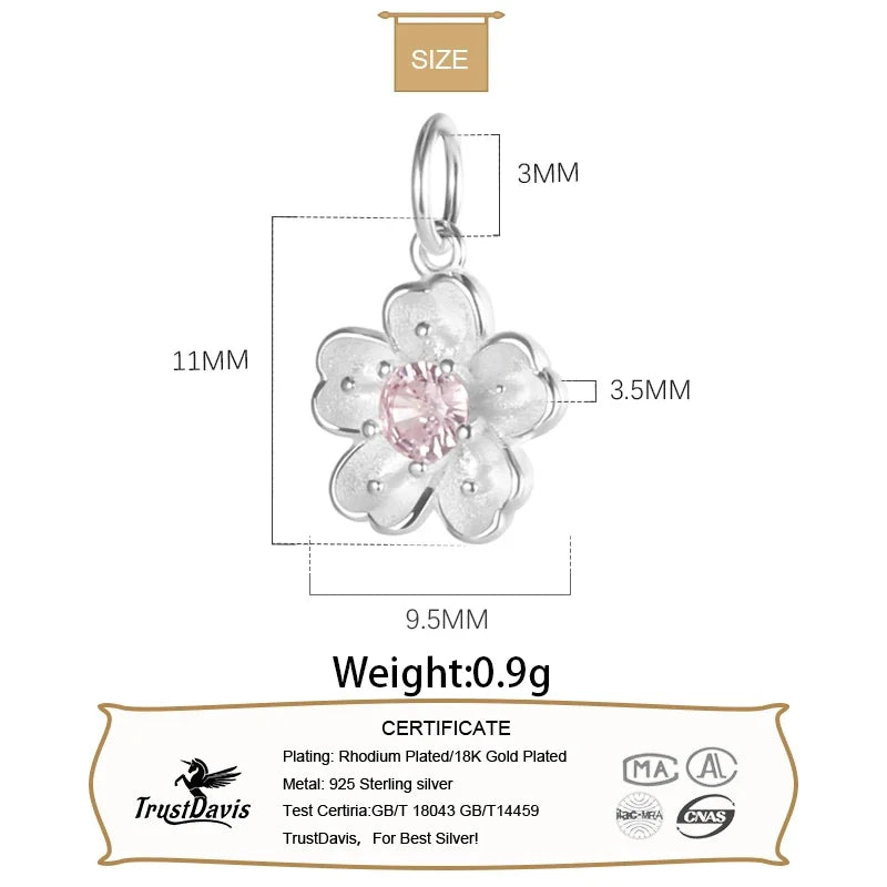 Flower Pink Charm Pendant Handmade DIY Accessories HY050