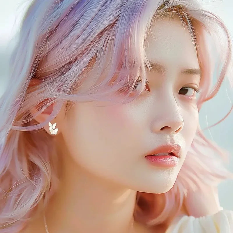 Trusta Genuine Fashion 925 Sterling Silver Fashion Butterfly Stud Earrings Party for Women Girl Wedding Jewelry Gift DS4017