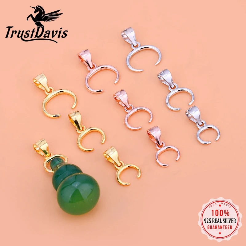 TrustDavis Real 925 Sterling Silver Fashion Bull Nose Clip Charm Pendant Handmade DIY Accessories Fine Jewelry Wholesale DZ1742