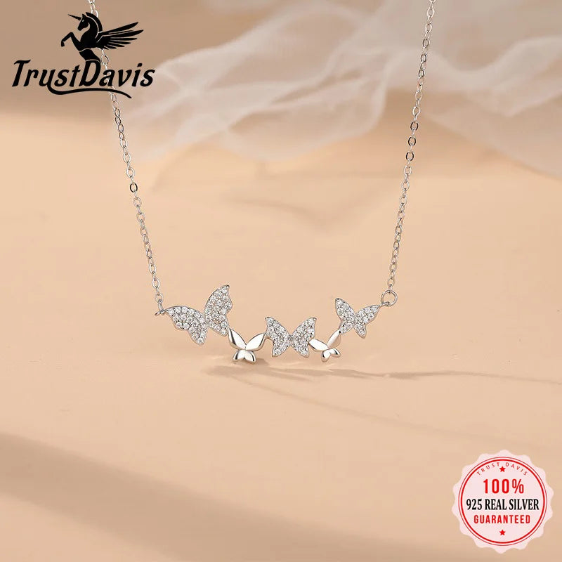 Butterfly Zircon Necklace for Women Girls Gift Jewelry DS4238