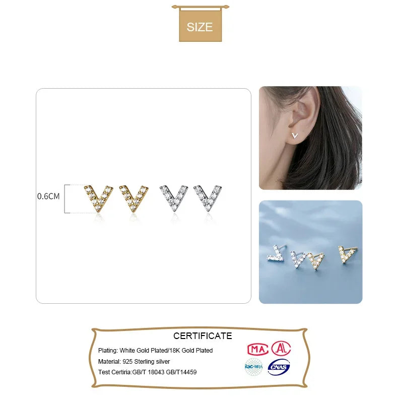 TrustDavis 100% 925 Sterling Silver Stud Earrings CZ Stone Birthday Gift For Women Korean Jewelry Accessory Party Gift  DA1416