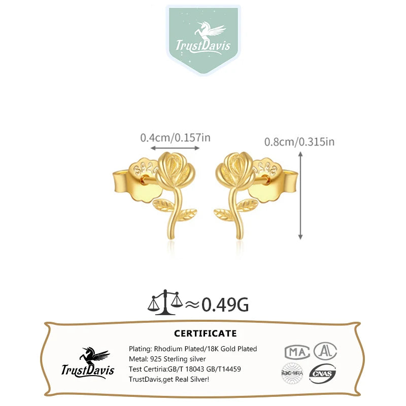 Star Earrings Minimalist Flower Rose Zircon Stud Earrings DS4992