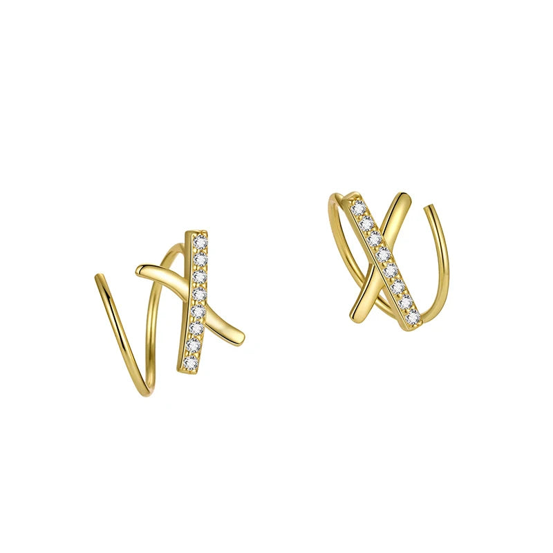 X-shaped Cross Earring Zircon Hooks for Women Girls Jewelry Gift DS4851