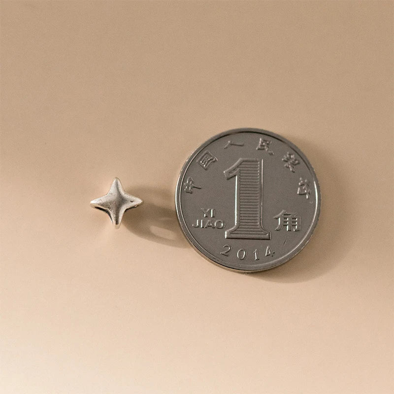 TrustDavis Real 925 Sterling Silver Bracelet Necklace Fashion Shine Star Separator Beads DIY Accessories Jewelry Gift DZ1797