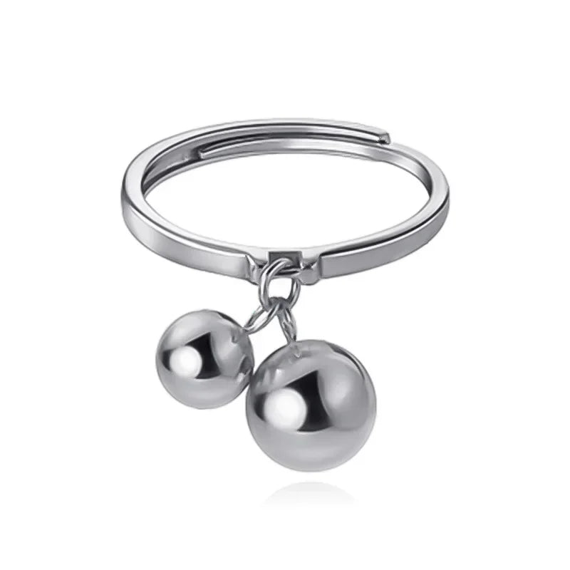 TrustDavis Real 925 Sterling Silver 2022 Sweet Small Big Beads Opening Ring For Fashion Women Wedding Party Fine Jewelry DE0131