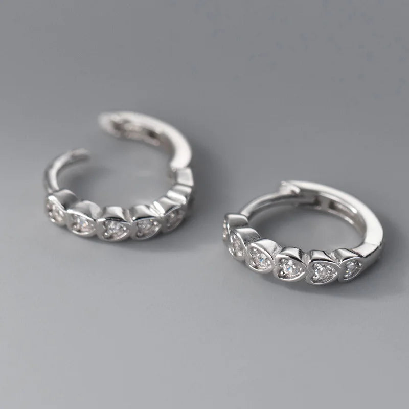 TrustDavis 2023 New 925 Sterling Silver Women Sweet Heart CZ Hoop Earrings for Girls Wedding Party Fine S925 Jewelry DS3874