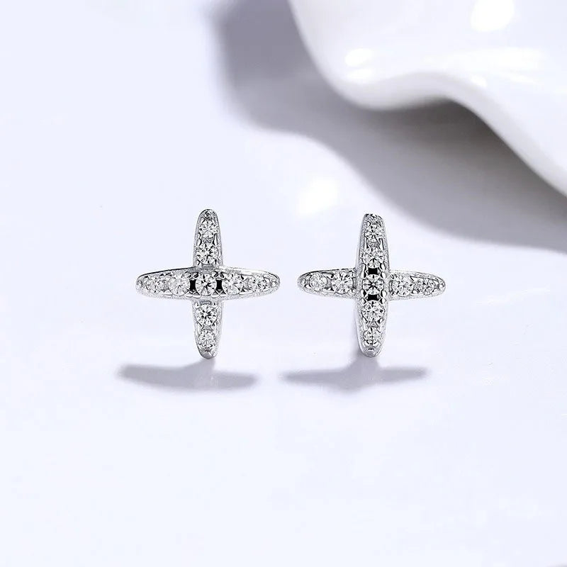 Silver Star Moissanite Stud Earrings DS5016