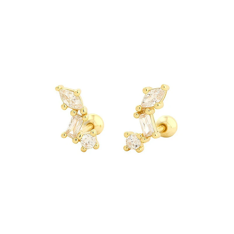 Irregular Zircon Stud Earrings for Women Daily Wear Jewelry Gift DS4991
