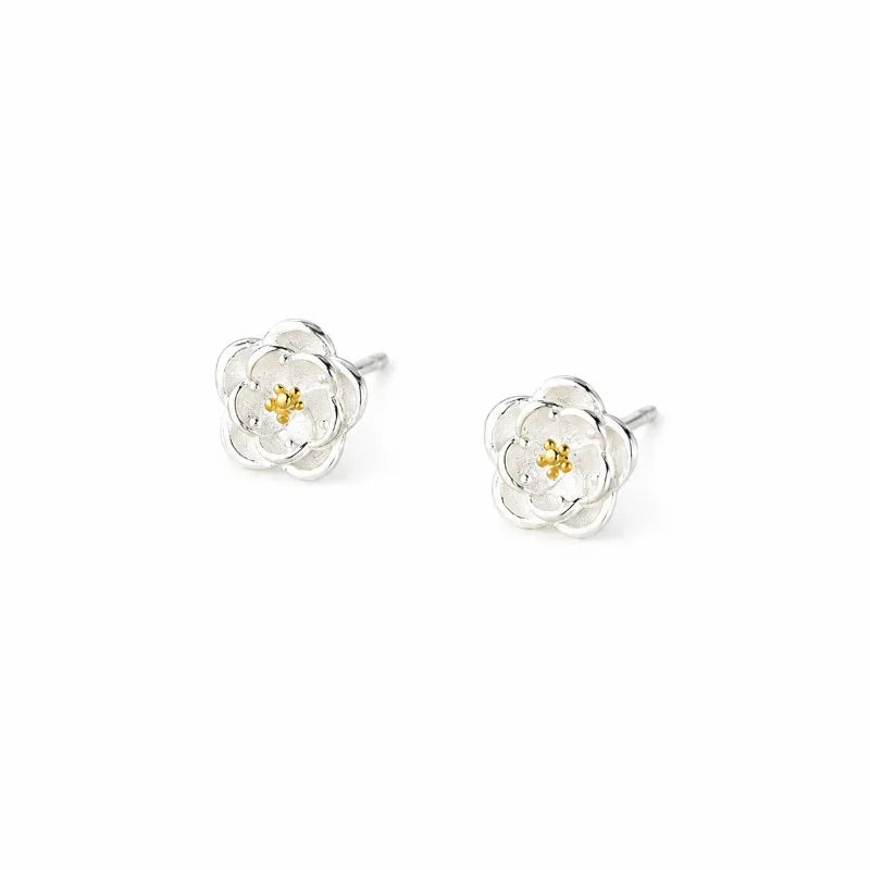Camellia Flower Stud Earrings for Women Daily Wear Dainty Jewelry Gift DS4962