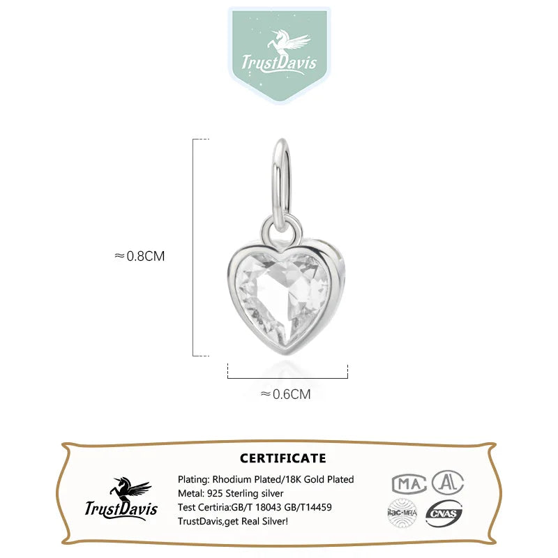 Heart Colour Pendant DIY Necklace Accessories Fine S925 Jewelry HY838