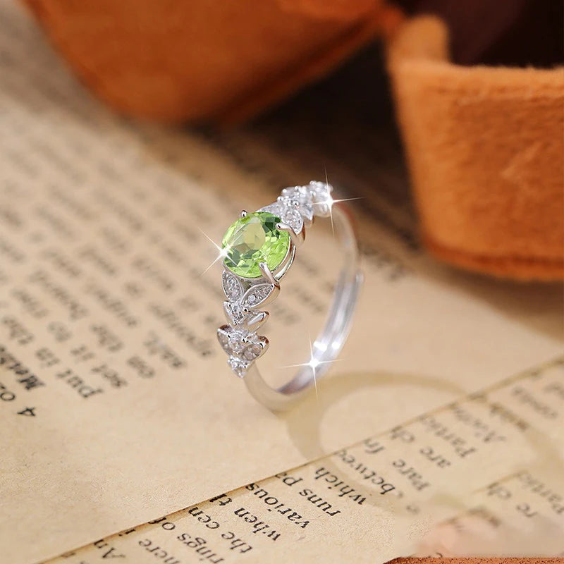 Natural Crystal Stone Adjustable Leaf Ring DS4423
