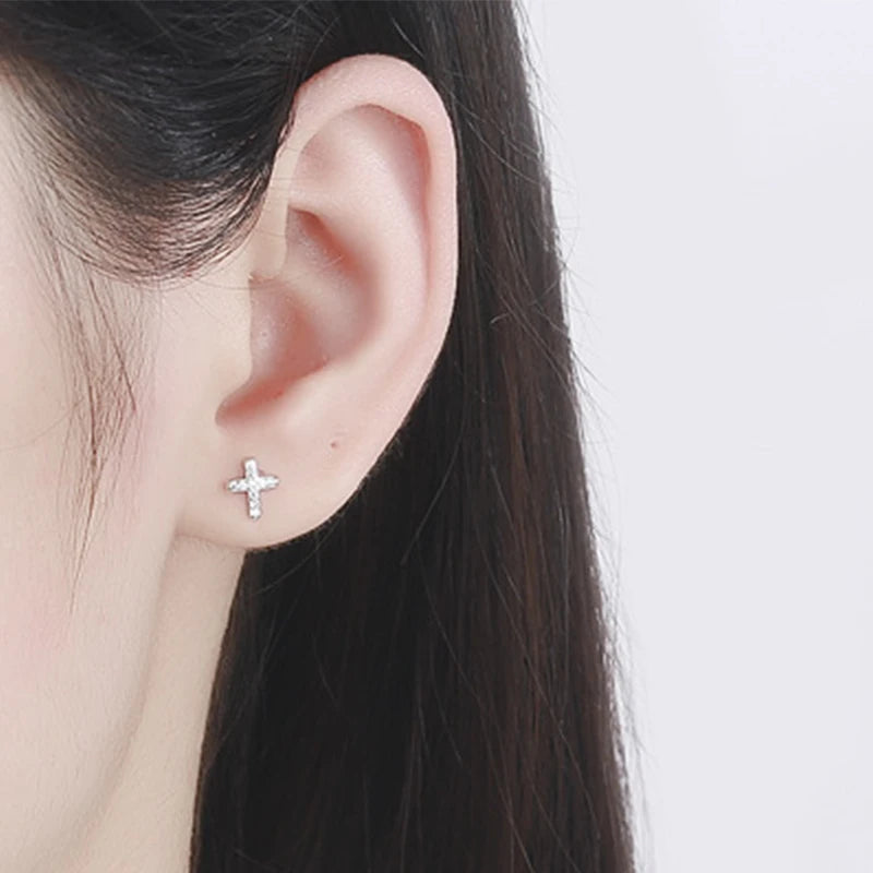 Cross Bead Screw Stud Earrings DA2863