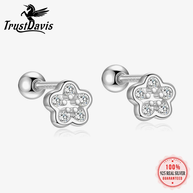 Flower Zircon Silver Earrings DS4894
