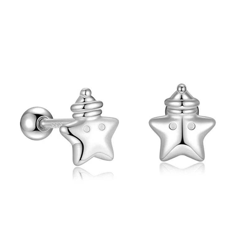 Star Sleeping Cap Silver Earrings DS4895