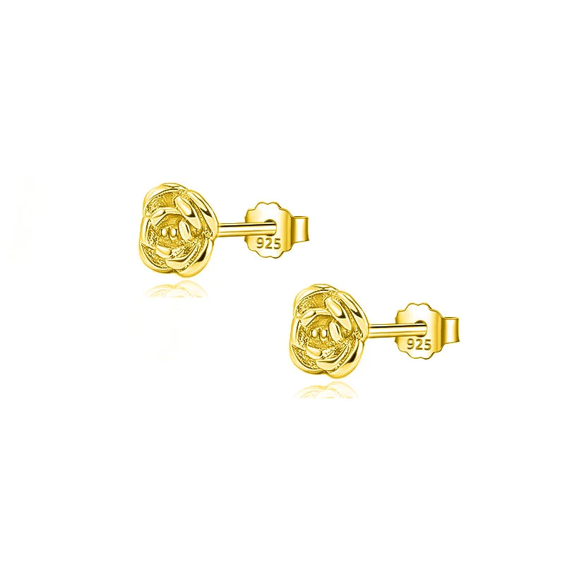 TrustDavis Real 925 Sterling Silver Minimalist Rose Flower Stud Earrings for Women School Party 925 Silver Jewelry Gift DS4647