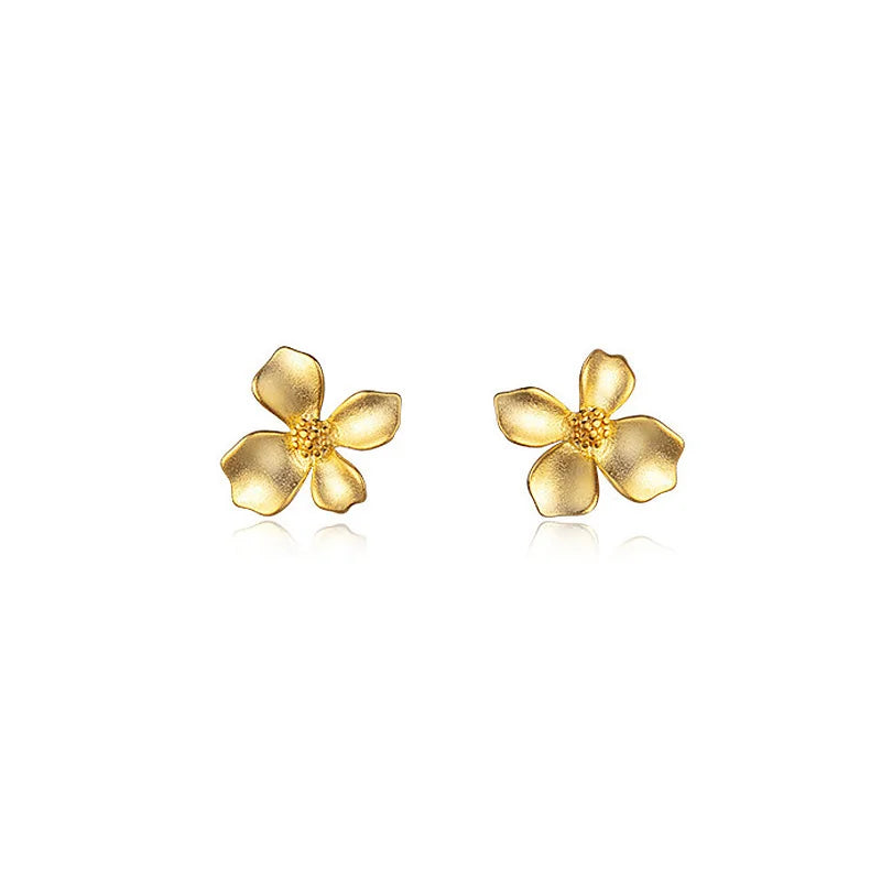 18K Gold Flower Stud Earrings DA3136