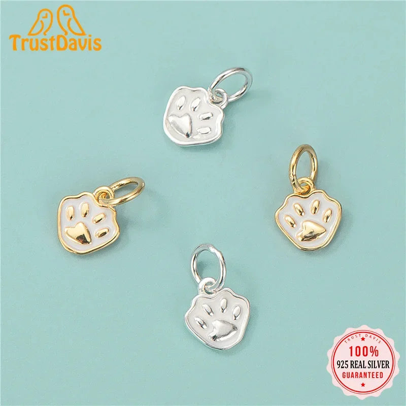 Glaze Dog Footprints Charm Pendant Handmade DIY Accessories HY453