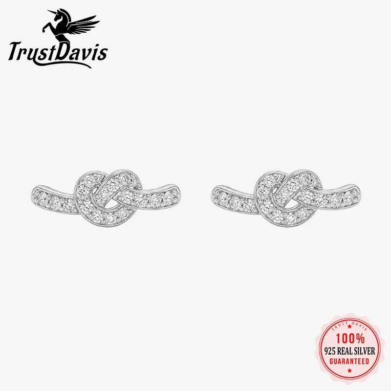 Knot Earring Minimalist Cube CZ Love Knot Stud Earrings DS5000