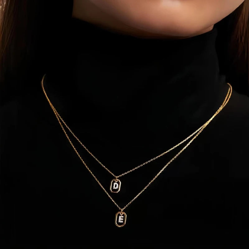 Square Hollow 26 Letter Necklace DS4772