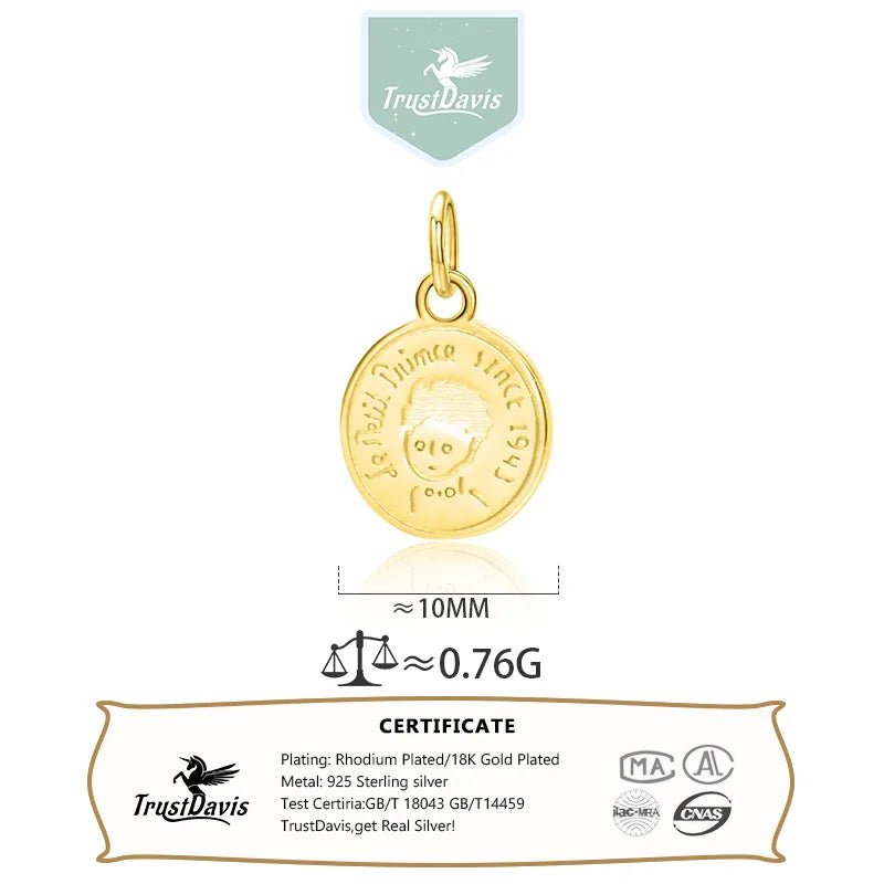 Fashion Sweet Round Boy Coin Charm Pendant DZ300