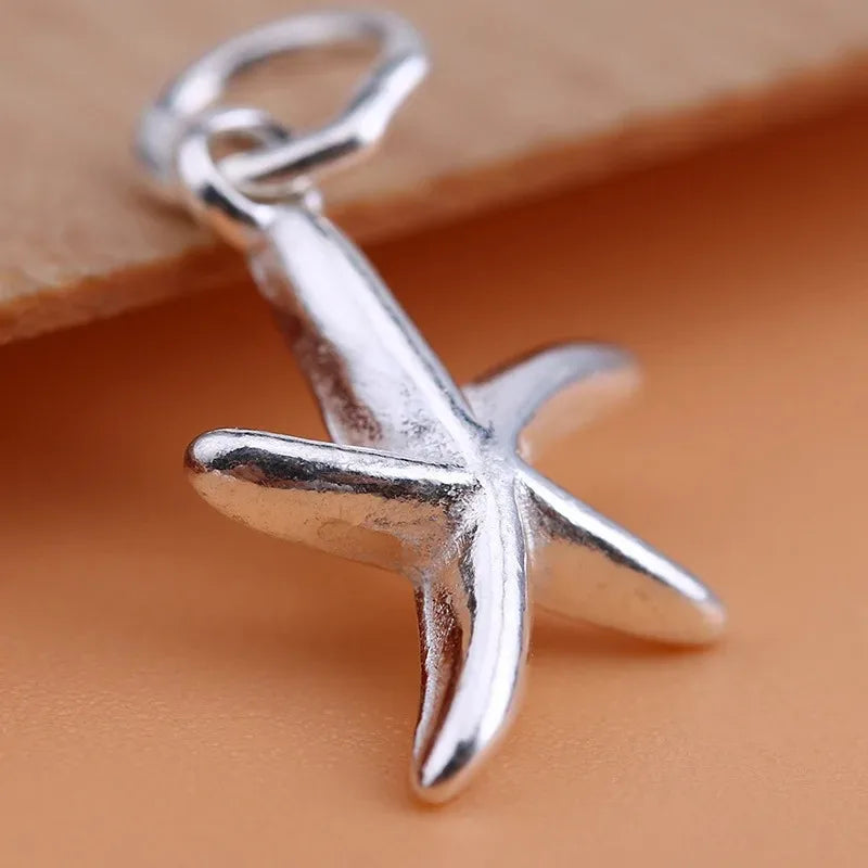 TrustDavis Real 925 Sterling Silver Fashion Sweet Starfish Charm Pendant Handmade DIY Accessories Fine Jewelry Wholesale HY127