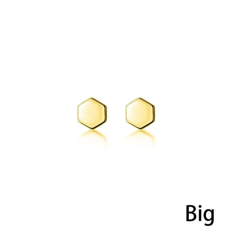 Trusta New Arrival Authentic 925 Sterling Silver Lovely Hexagon Stud Earrings Silver for Women Fashion Jewelry New Design DA869