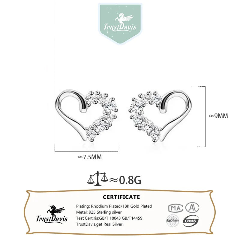 Hollowed Heart-shaped Zircon Stud Earrings DS4845