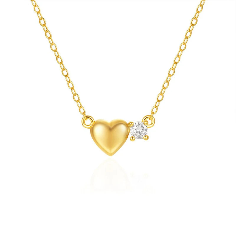 TrustDavis Real 925 Sterling Silver Fashion Simple Heart-shaped Zircon Necklace for Women Girls Gift Fine Jewelry DS4740