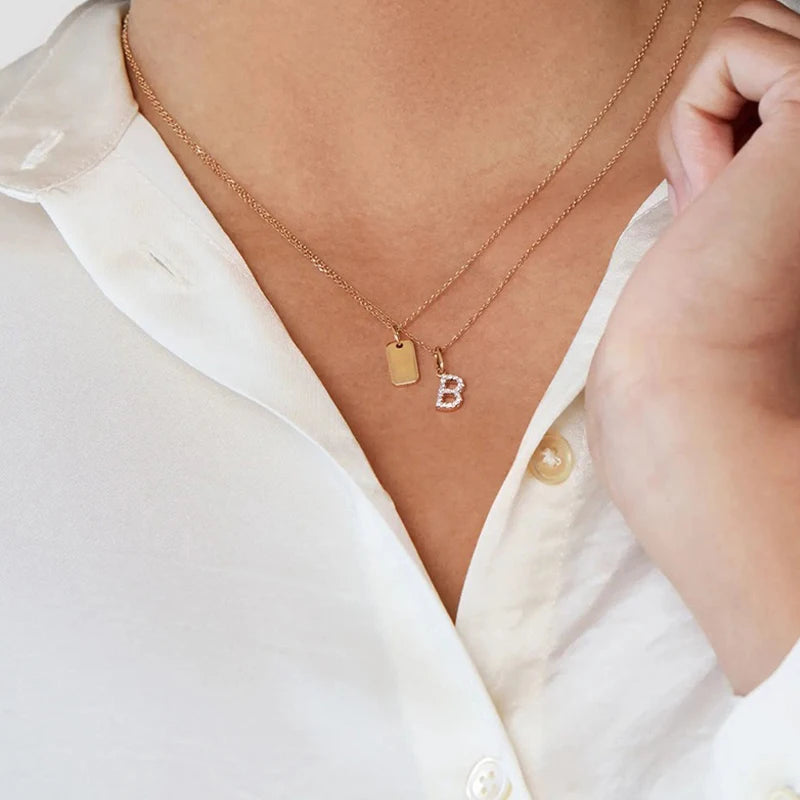 Trustdavis Real 925 Sterling Silver Feshion Simple 26 Letter Zircon Pendant DIY Accessories for Women Girls Fine Jewelry DS4738